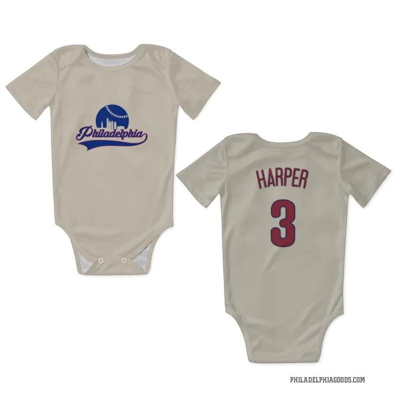 Bryce Harper  Cream Philadelphia Phillies  Newborn & Infant Bodysuit