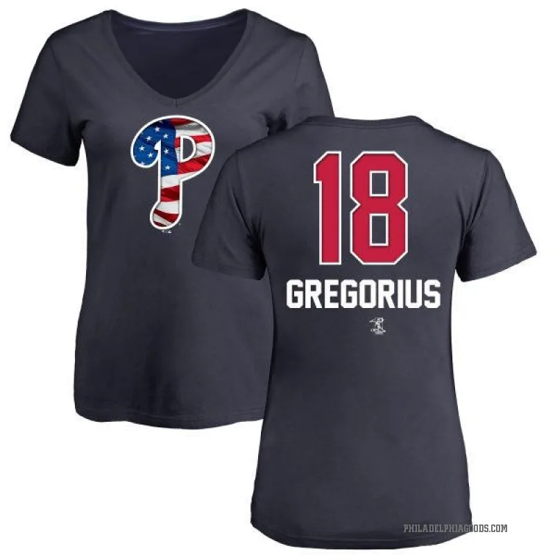 Didi Gregorius Women's Navy Philadelphia Phillies Name and Number Banner Wave V-Neck T-Shirt -
