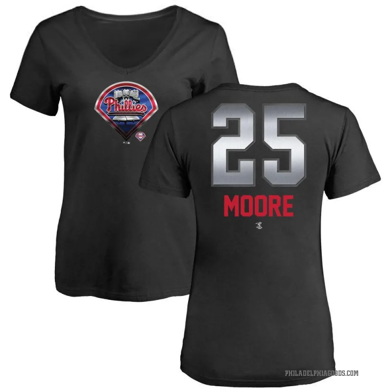 Dylan Moore Women's Black Philadelphia Phillies Midnight Mascot V-Neck T-Shirt -