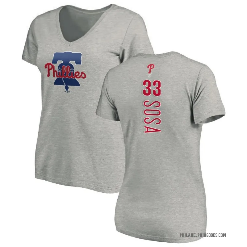 Edmundo Sosa Women's Ash Philadelphia Phillies Backer Slim Fit T-Shirt -