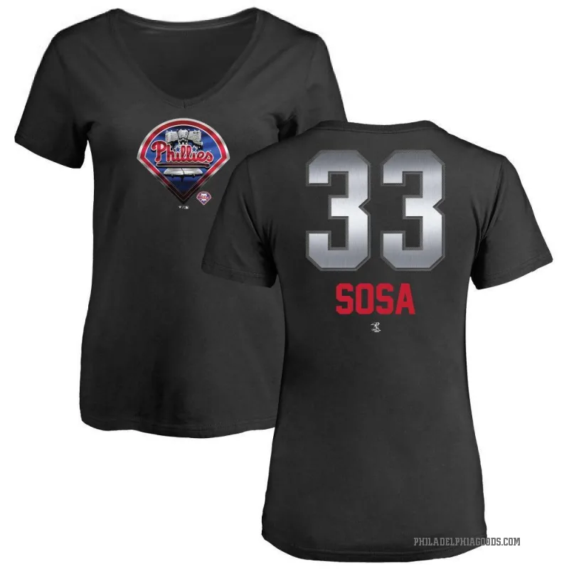 Edmundo Sosa Women's Black Philadelphia Phillies Midnight Mascot V-Neck T-Shirt -