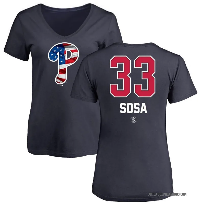 Edmundo Sosa Women's Navy Philadelphia Phillies Name and Number Banner Wave V-Neck T-Shirt -