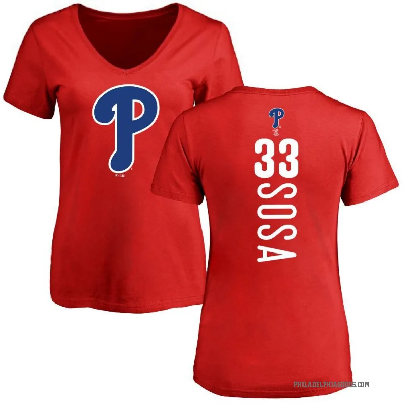 Edmundo Sosa Women's Red Philadelphia Phillies Backer Slim Fit T-Shirt -