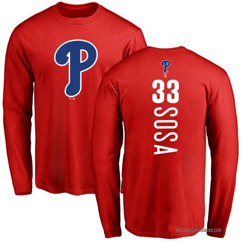 Edmundo Sosa Youth Red Philadelphia Phillies Backer Long Sleeve T-Shirt -