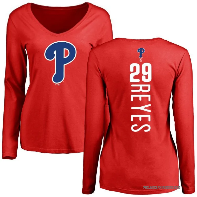 Felix Reyes Women's Red Philadelphia Phillies Backer Slim Fit Long Sleeve T-Shirt -