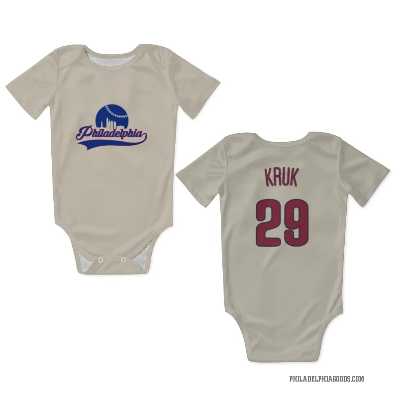 John Kruk  Cream Philadelphia Phillies  Newborn & Infant Bodysuit