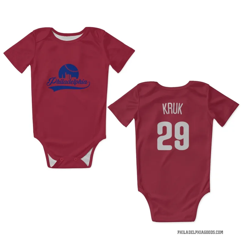 John Kruk  White Philadelphia Phillies  Newborn & Infant Bodysuit