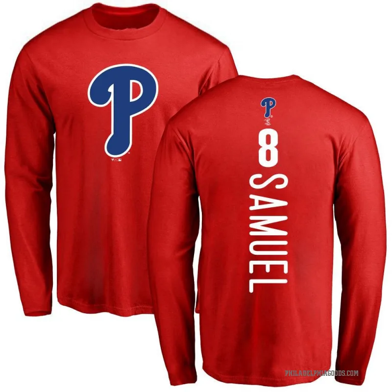 Juan Samuel Men's Red Philadelphia Phillies Backer Long Sleeve T-Shirt -