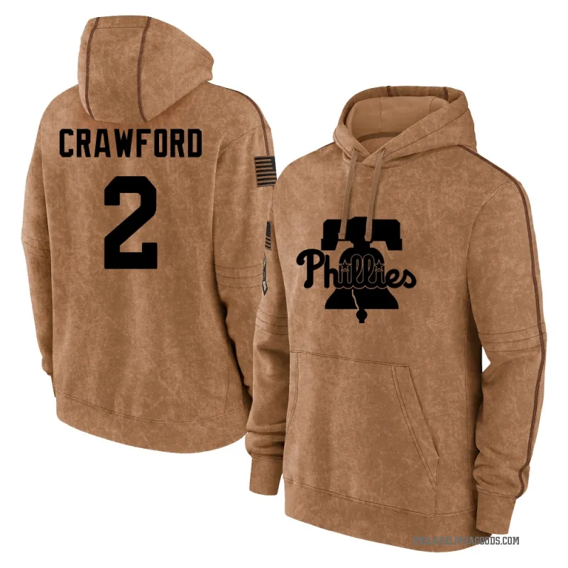 Justin Crawford Men's Brown Philadelphia Phillies 2023 Salute to Service Club Pullover Hoodie