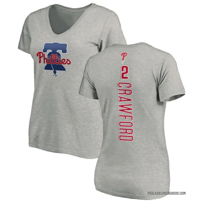 Justin Crawford Women's Ash Philadelphia Phillies Backer Slim Fit T-Shirt -