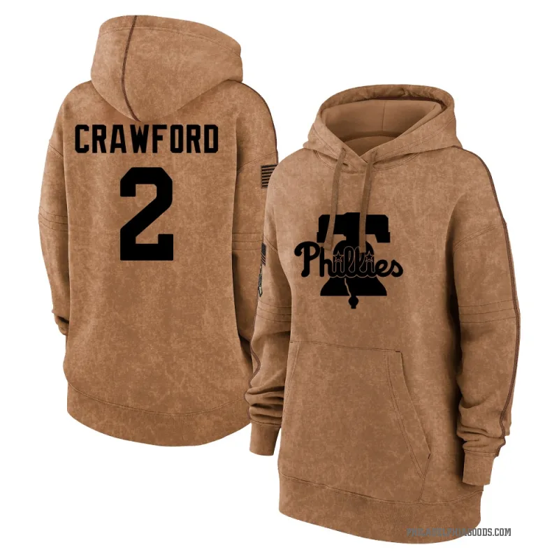 Justin Crawford Women's Brown Philadelphia Phillies 2023 Salute to Service Pullover Hoodie