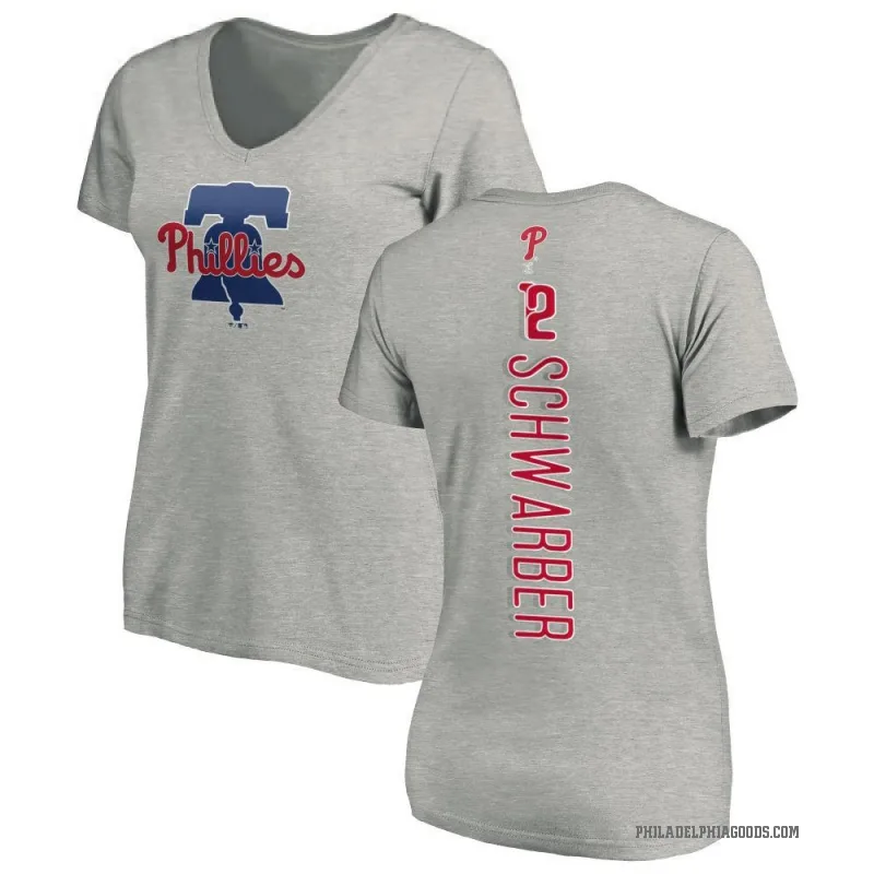 Kyle Schwarber Women's Ash Philadelphia Phillies Backer Slim Fit T-Shirt -