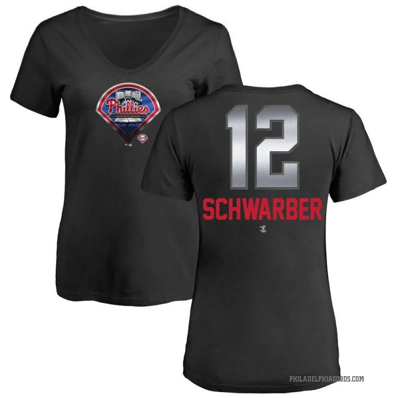 Kyle Schwarber Women's Black Philadelphia Phillies Midnight Mascot V-Neck T-Shirt -