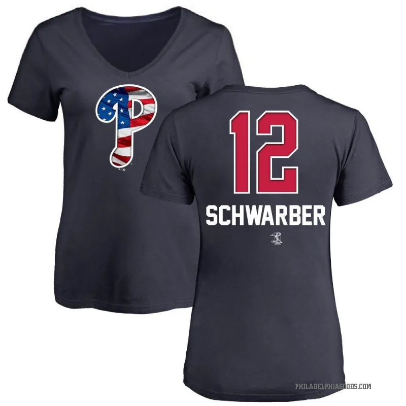 Kyle Schwarber Women's Navy Philadelphia Phillies Name and Number Banner Wave V-Neck T-Shirt -
