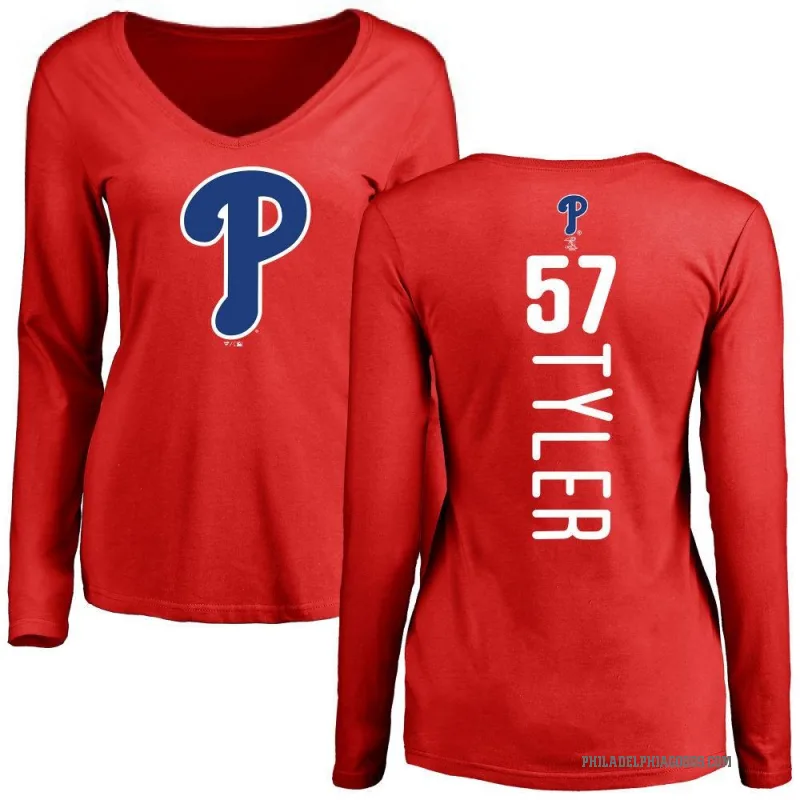Kyle Tyler Women's Red Philadelphia Phillies Backer Slim Fit Long Sleeve T-Shirt -