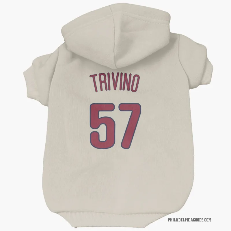 Lou Trivino  Cream Philadelphia Phillies  Cat & Dog Pet Hoodie