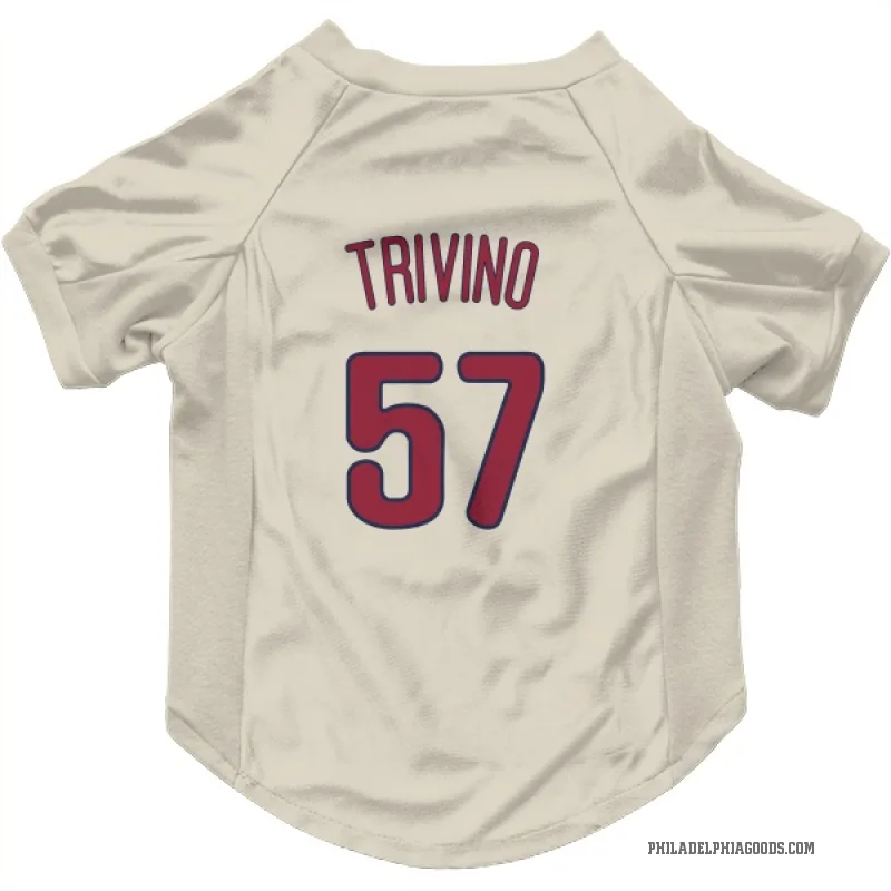 Lou Trivino  Cream Philadelphia Phillies  Cat & Dog Pet Jersey