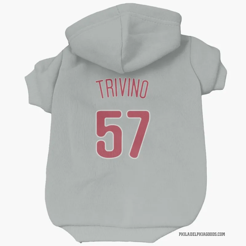 Lou Trivino  Gray Philadelphia Phillies  Cat & Dog Pet Hoodie