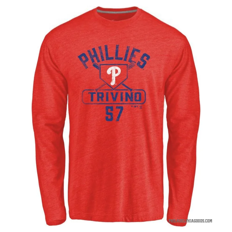 Lou Trivino Men's Red Philadelphia Phillies Base Runner Long Sleeve T-Shirt -