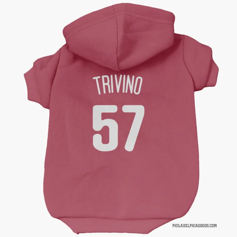 Lou Trivino  White Philadelphia Phillies  Cat & Dog Pet Hoodie
