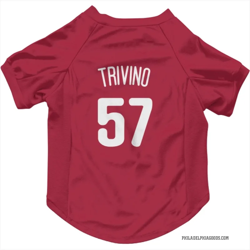 Lou Trivino  White Philadelphia Phillies  Cat & Dog Pet Jersey