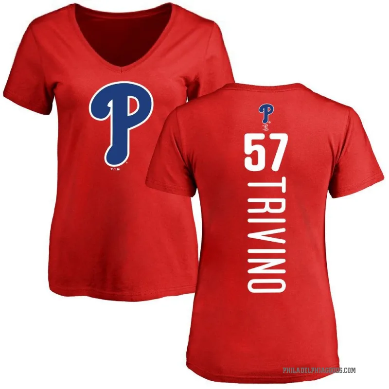 Lou Trivino Women's Red Philadelphia Phillies Backer Slim Fit T-Shirt -