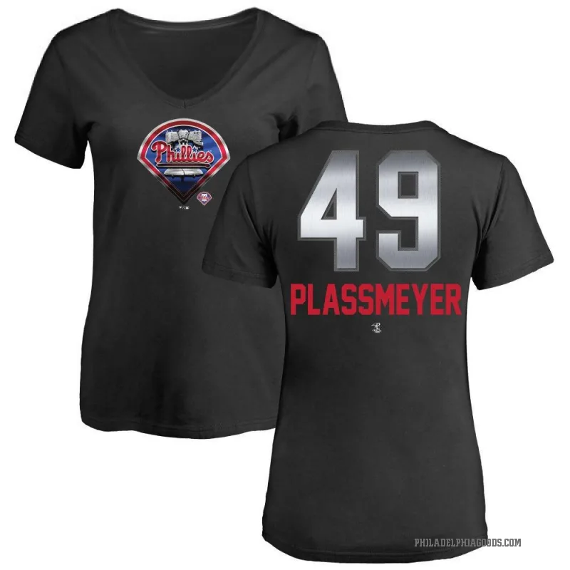 Michael Plassmeyer Women's Black Philadelphia Phillies Midnight Mascot V-Neck T-Shirt -