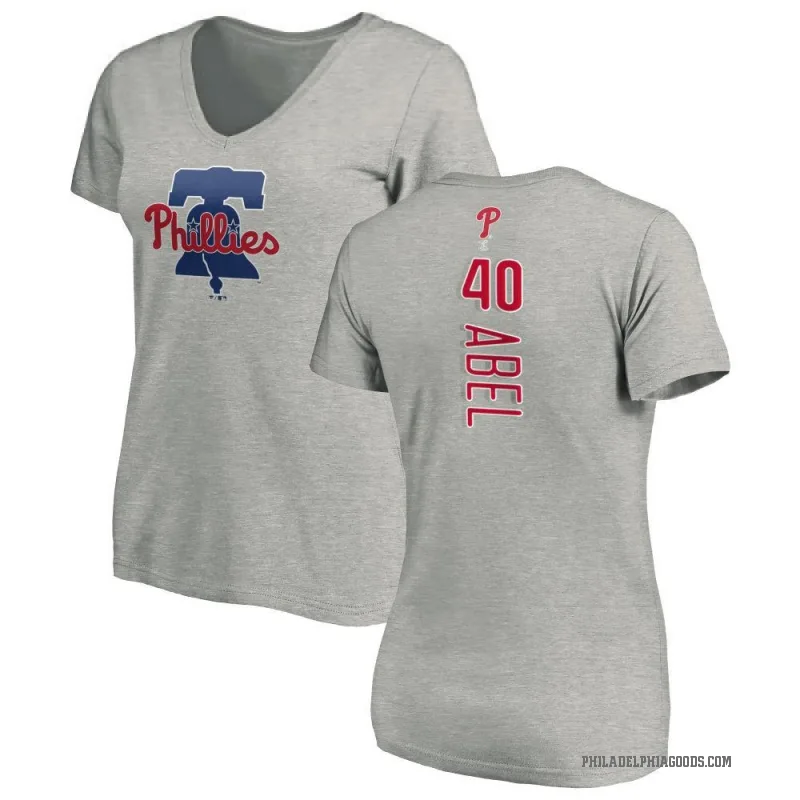 Mick Abel Women's Ash Philadelphia Phillies Backer Slim Fit T-Shirt -
