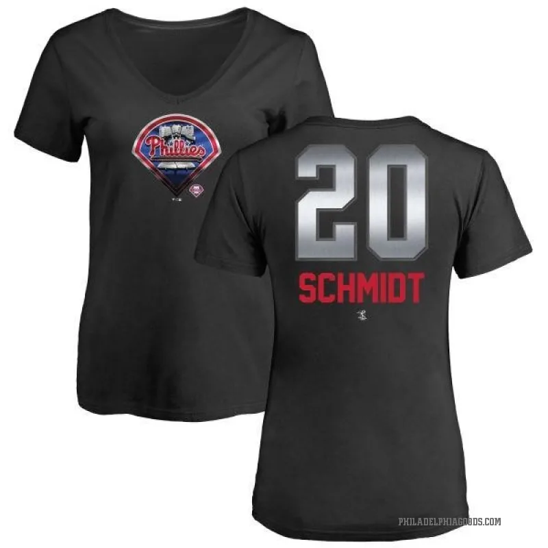 Mike Schmidt Women's Black Philadelphia Phillies Midnight Mascot V-Neck T-Shirt -