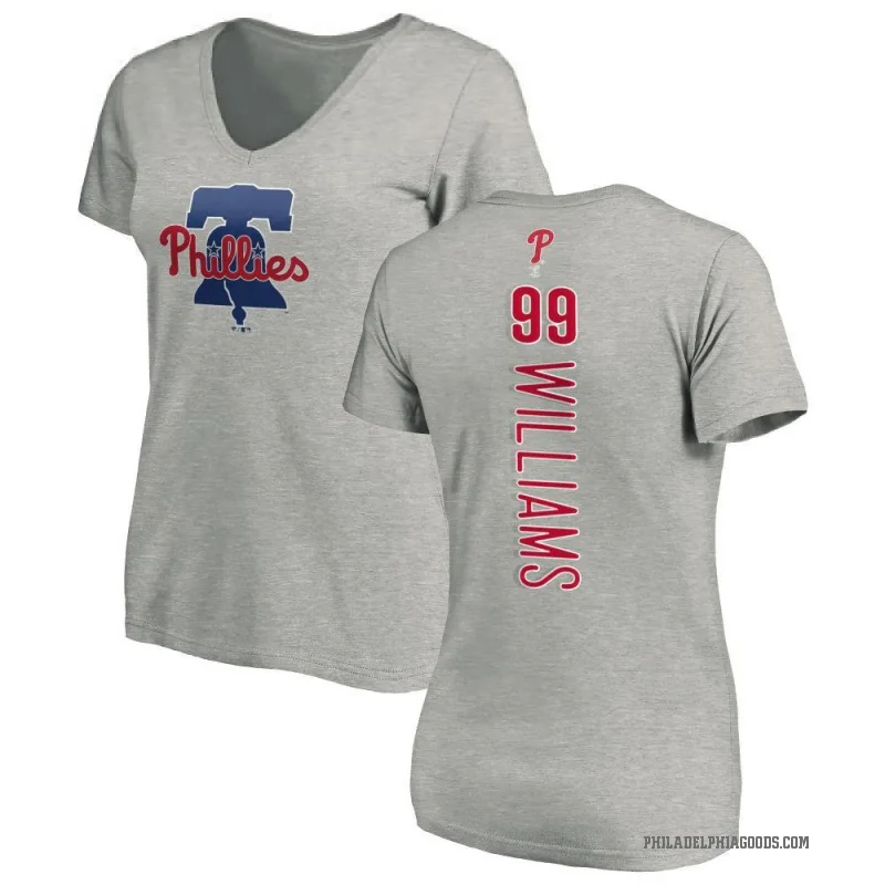 Mitch Williams Women's Ash Philadelphia Phillies Backer Slim Fit T-Shirt -