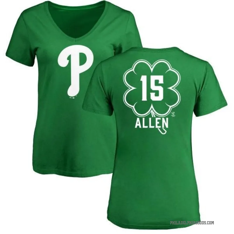 Richie Allen Women's Green Philadelphia Phillies Dubliner V-Neck T-Shirt - Kelly