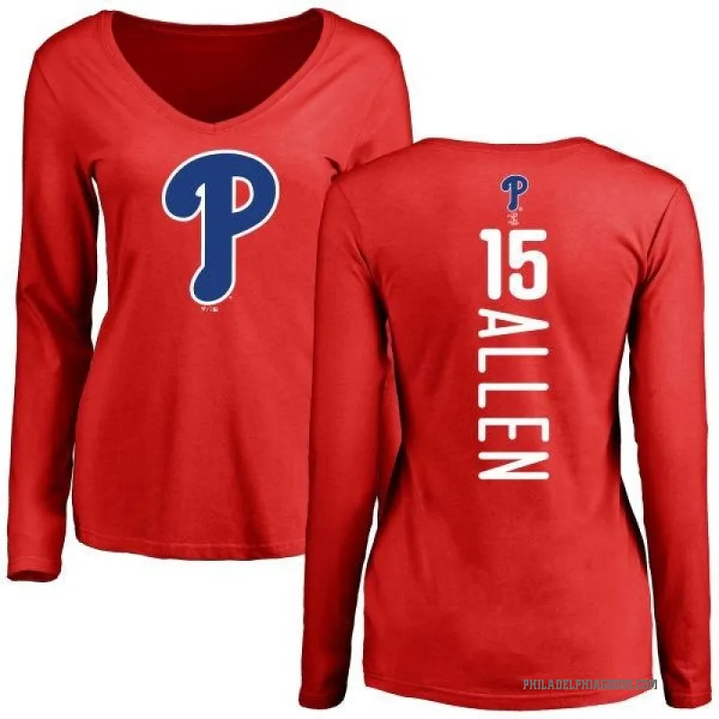 Richie Allen Women's Red Philadelphia Phillies Backer Slim Fit Long Sleeve T-Shirt -